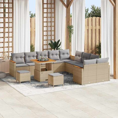 Gartensofa-set 13 pcs Beige Poly-Rattan