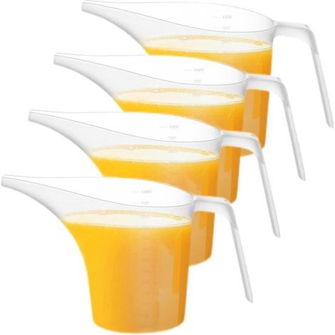 Set di misurini da cucina per dolci e misurazioni, con beccuccio lungo, 4 x 1000 ml, trasparenti. (1/5)