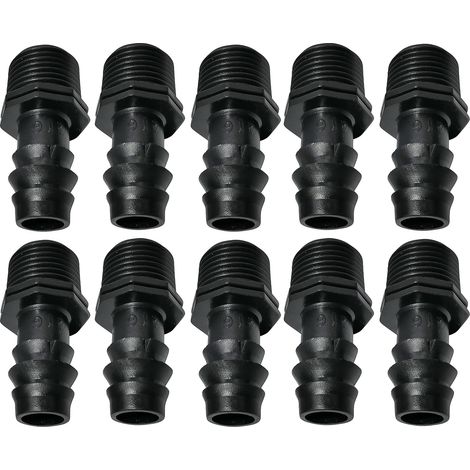 10x Schlauchverbinder mit Widerhaken, 16 mm x 1/2" Außengewinde, für Tropfbewässerungsschläuche (für 16-mm-Schläuche) - Anschluss für Bewässerungs-/Sprinkleranlagen, C48705 (1/4)