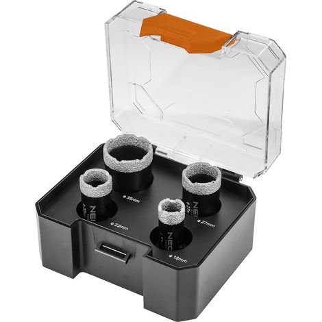 Set di 4 seghe a tazza diamantate (18, 22, 27, 35 mm). (1/5)
