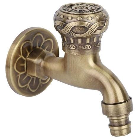 Grifo de agua de latón duradero de primera calidad, estilo antiguo para fregadero de cocina, grifo de bronce con manija metálica y conexión G1/2. (1/4)