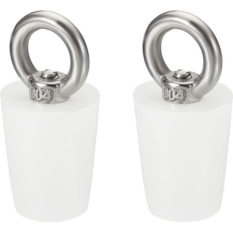 Bouchon Conique Bouchon en Caoutchouc de Silicone 15mm à 20mm Bouchon de Baignoire Solide avec Anneau pour Tubes à Essai, Conduite d'Eau, Trou de Drainage, Blanc 2 Pièces (1/5)