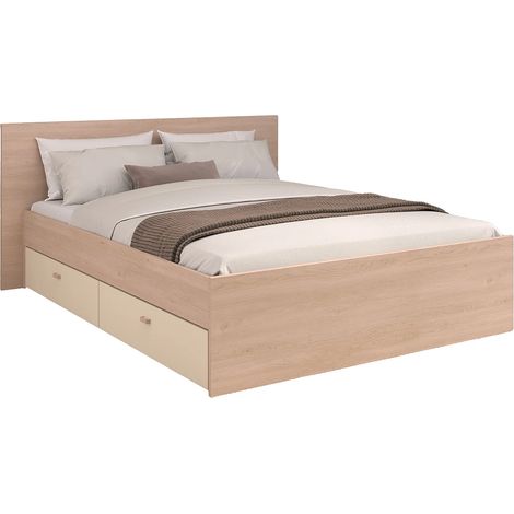 Letto con 4 cassetti 160 x 200 cm Naturale e beige - VELONA (1/5)