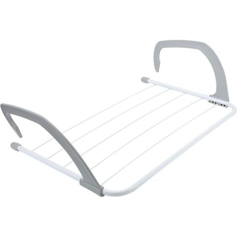 Tragbare, faltbare und einziehbare Wäscheleine für Balkongeländer und Fensterbänke, faltbarer Handtuchhalter mit V-förmigem Haken. (1/4)