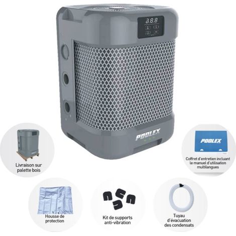 Poolex – Pompe à chaleur piscine 7,01 kW réversible – Technologie Full Inverter – Plage de fonctionnement -10°C à 43°C – Compatible traitement au sel (1/10)