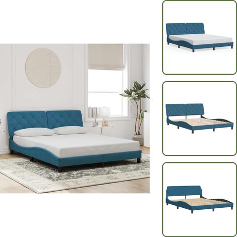 Cuscino testiera - vidaXL Giroletto senza Materasso Blu 160x200 cm in Velluto - Letto in velluto