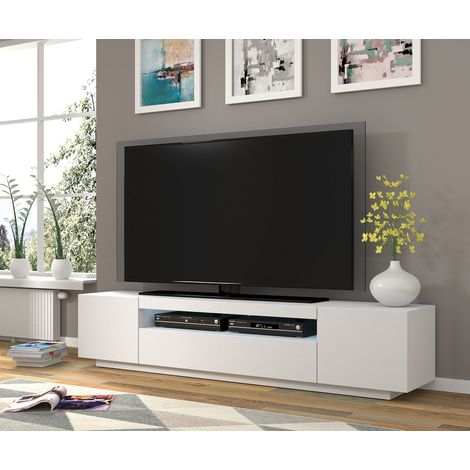 Mobile TV sospeso o a terra 200x42/36x37 Cm STAND AURA Bianco opaco