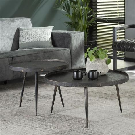 Industrielles Couchtischset Owen aus grauem Metall (1/3)