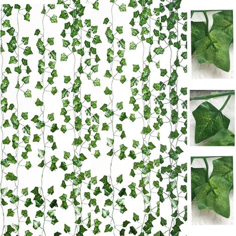 Guirlande de lierre artificiel 12 pièces – Longueur totale 82 pieds – Feuilles en soie réalistes – Décoration intérieure et extérieure (1/5)