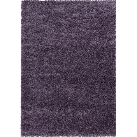 Tapis poils longs shaggy 240x340 violet tissé rectangle motif uni UNI I (1/5)