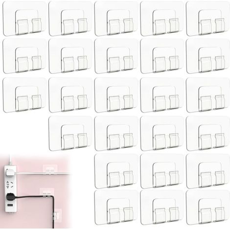 25 Crochets Adhésifs pour Guirlandes Lumineuses Extérieures Transparent, Attache Cable Adhesif Muraux Organisateur Accroche Fixation pour Indoor et Outdoor