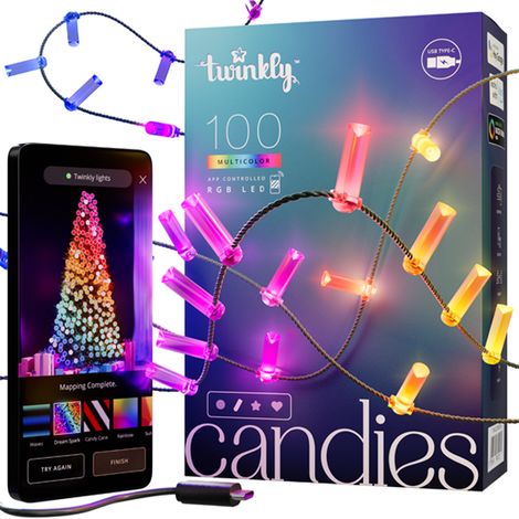 Twinkly CANDIES a Candela Luci di Natale Smart 100 Led RGB II Generazione Cavo Verde (1/3)