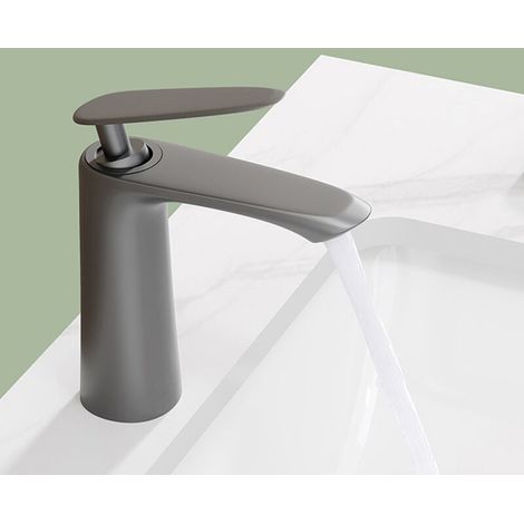 Mitigeur Lavabo Robinet Salle Bain Robinet Lavabo pour Salle de Bain Réglable à Chaud et à Froid Robinet Chromé Acier Inox Gris (1/5)