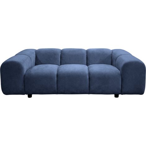 CANDICE - Canapé droit velours lisse 2 places Bleu (1/5)