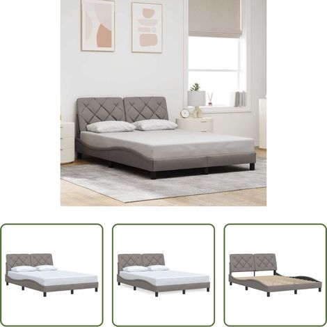 vidaXL Tête de lit - Cadre de lit sans matelas taupe 140x200 cm tissu (1/5)
