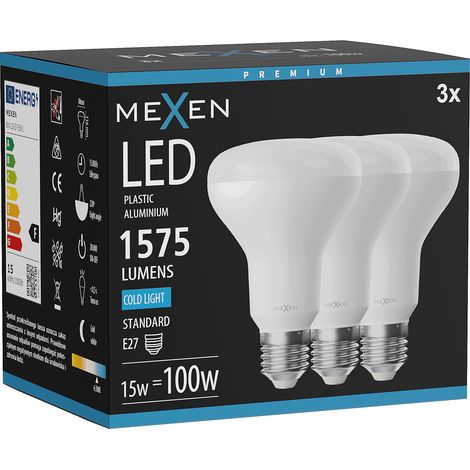 Mexen Nova 3x Ampoule LED E27, R80, 15W, Froide - 6500K, 1575 lm - L105-E27-1565-01x03 (1/5)