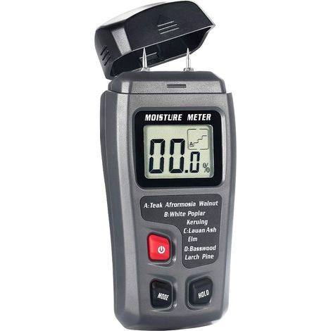Humidimètre numérique pour bois EMT01, détecteur d'humidité portable à 2 broches pour bois de construction, testeur avec grand écran LCD (1/5)