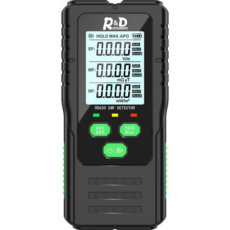(RD630C) Détecteur de rayonnement électromagnétique numérique EMF Meter Détecteur de rayonnement électromagnétique EF/MF/RF portatif avec écran LCD Inspections EMF
