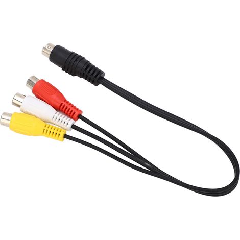 Câble Mini DIN 7 broches mâle vers 3 RCA femelle (vidéo composite) rouge blanc jaune, 0,3 m (1/5)