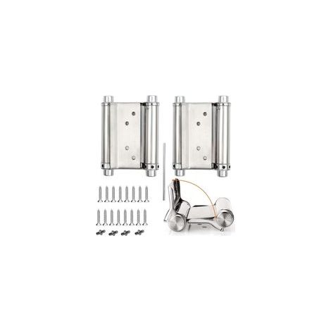 Charnières de porte de saloon à ressort – Lot de 2 – Acier inoxydable – Charge jusqu'à 15 kg – Dimensions 76mm x 90mm - 3inch (1/5)