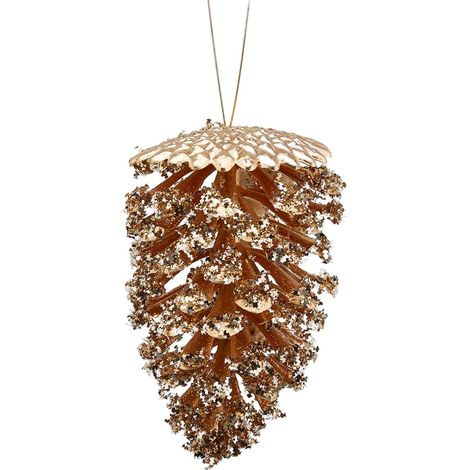 Pigna per albero di natale in PVC color Oro appendibile da 11 cm