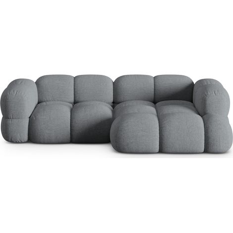 Canapé d'angle droit 3 places en tissu structurel gris (1/5)