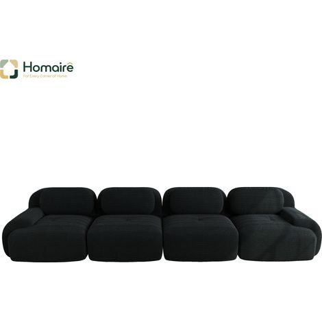 Canapé modulable en velours côtelé noir avec accoudoirs 388 x 103 x 75 cm HOMAIRE (1/4)