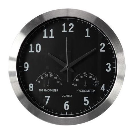 Horloge Murale En Aluminium Avec Thermomàtre & Hygromàtre - à 35 5 Cm