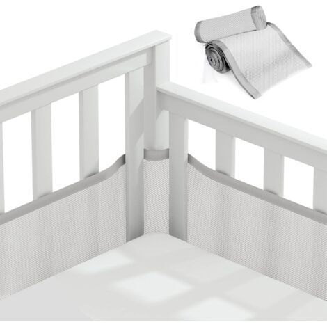 (Gris) Tours de Lit Bébé Cabane,Tour de Lit Respirant Doublure en Maille 3D Anti Flux d'Air,Contour de Lit pour Bébé avec 4 côtés Anti Collision,pour Nouveau nés,Garçons et Filles (1/5)
