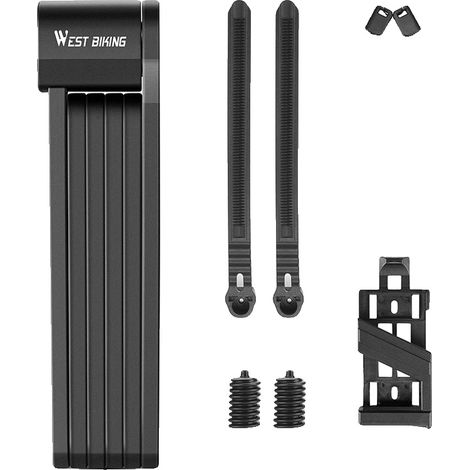 Candado para bicicleta, diseño plegable, características de seguridad de alta resistencia, color negro. (1/2)