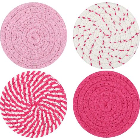 Juego de 4 posavasos redondos de algodón tejidos a mano posavasos minimalistas y absorbentes para proteger la mesa y decorar el hogar.