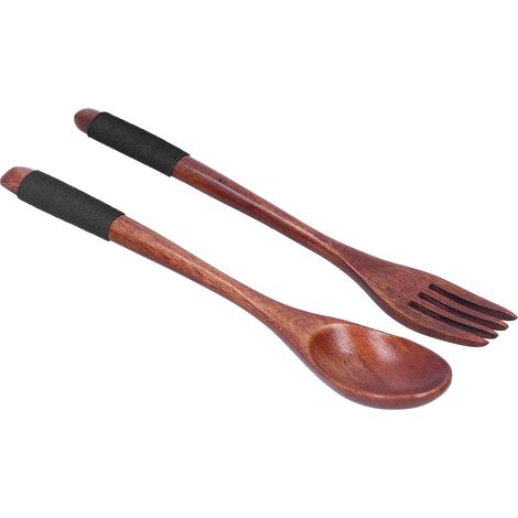 Ensemble de couverts style japonais - Cuillère, fourchette et cuillère à soupe en bois - Ustensiles de cuisine