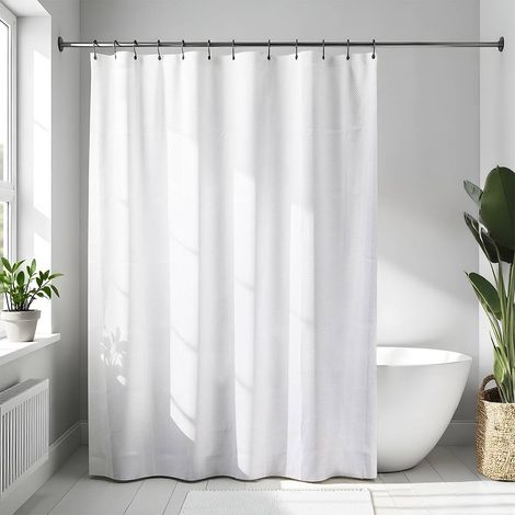 Cortina de ducha de poliéster 180x200cm con diseño de diamantes - blanco - Tendance (1/3)