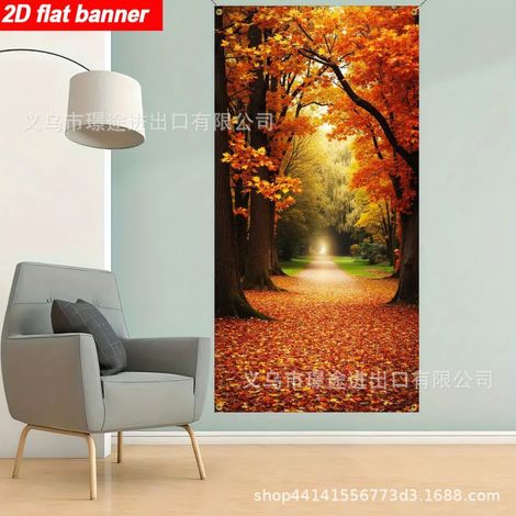 Décoration de porte citrouille pour Thanksgiving 2026, rideau en tissu à l'ambiance festive des récoltes d'automne - 90 x 190 cm (ajustable avec élastique) - QJ-10