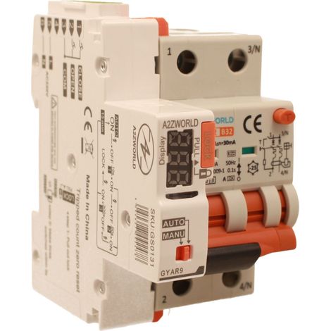 RCBO Interruttore Magnetotermico Differenziale Con Riarmo Automatico, Tipo A - SI Curva B 2P Veri 3M 6000A 30mA, AC 230V IP20 PL8M2, 3 Tentativi (10s/60s/300s), Corrente Disponibili 6A 10A 16A 20A 25A