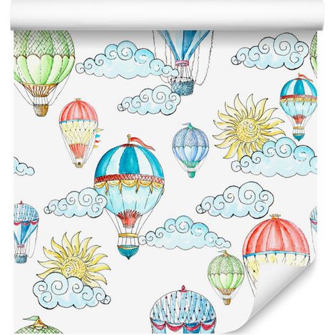 Papel pintado de globos y sol para salón y dormitorio, 50x1000 cm (1/5)