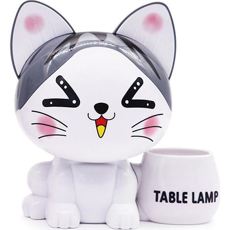 LED-Schreibtischlampe mit Cartoon-Motiv, niedlichem Stiftehalter, Ladefunktion, Nachtlicht, Dekoration – Neu