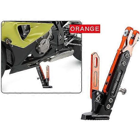 Verstellbare CNC-gefräste Motorrad-Fußstütze aus Metall, Seitenhalterung, langlebige und korrosionsbeständige Halterung, Motorradständer – Orange