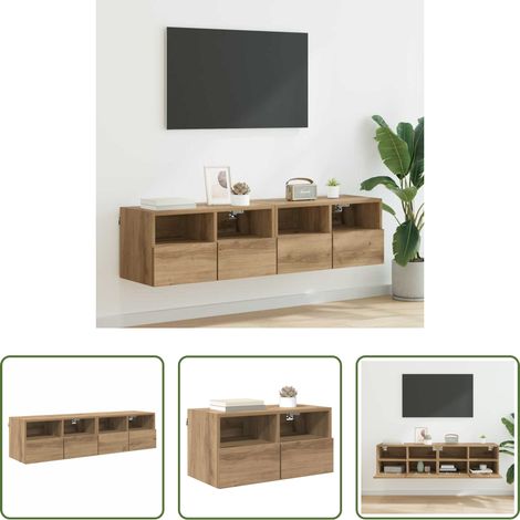 vidaXL Wohnzimmerregal - TV-Wandregale 2 pcs Artisan-Eiche 60 x 30 x 30 cm Holzwerkstoff (1/5)