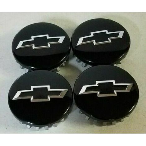 schwarze Radkappen (83 mm / 3,25 Zoll) mit Bow-Tie-Logo für Chevy Suburban Silverado (1/5)