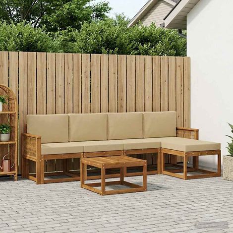 vidaXL Outdoor-Sofagarnitur 6 pcs Natur und Beige Polyester (1/5)
