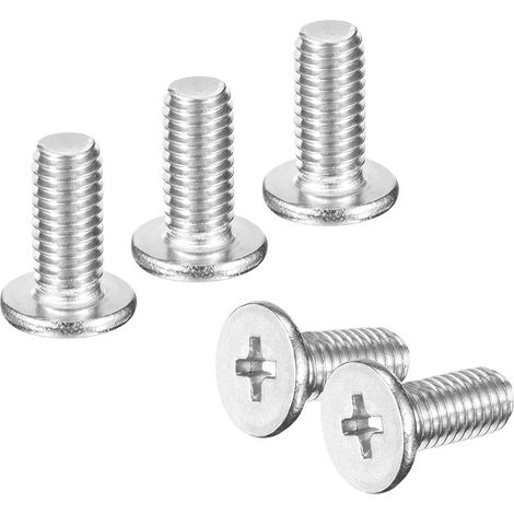 100Pcs M5-0.8 x 10mm Tête Plate Ronde Vis 304 Acier Inoxydable (1/5)