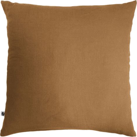 Taie d'oreiller Déco "Gaïa" 80 x 80 cm "Gaze de Coton" l'Effet Papillon - Gaia Camel - Taie d'oreiller 80 x 80 cm