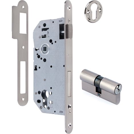 Cerradura embutir 60mm canto redondo europerfil 85mm níquel satinado (1/3)