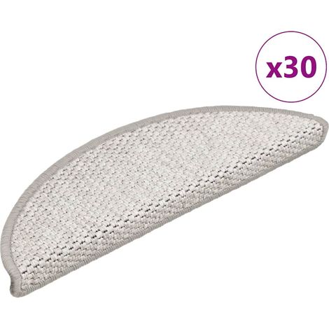 vidaXL Tappeti Adesivi Scale Aspetto Sisal 30 pz 56x17x3 cm Platino