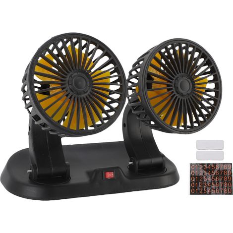 Ventilatore per auto a doppia testa, con presa accendisigari, 2 velocità, rotazione a 360°, per camion, camper, berline, barche, autobus (12V CC) (1/5)