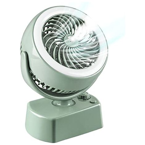 Ventilador de escritorio inalámbrico, ventilador portátil con nebulizador, ventilador de mesa recargable, ventilador de escritorio USB silencioso, mini ventilador humidificador, luz nocturna, funciona (1/5)