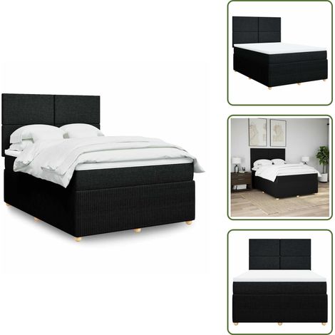 The Living Store Giroletto a Molle con Materasso Nero 160x200 cm in Tessuto - Materasso a molle insacchettate