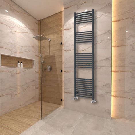 WarmeHaus Curved Heated Towel Rail Anthracite Grey 1800x500mm (1/5)
