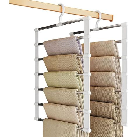 Lot de 2 cintres pour pantalons - Peu encombrants - Antidérapants - Pliables - Pour pantalons, jeans, jupes, écharpes, serviettes et cravates (1/5)